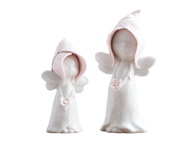 Vista de Angel de rosas con flor pequeña juego té de rosas
