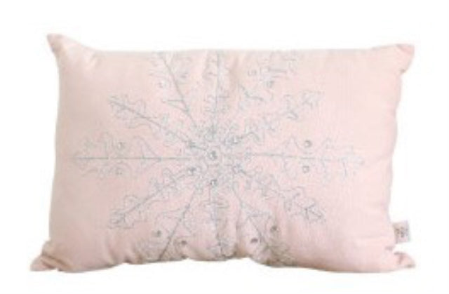 Cojín de lino con estrella bordada en hilos plateados rectangular