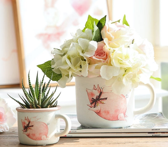 Vista de Taza chancho Pink