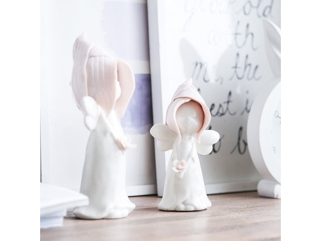 Vista de Angel de porcelana con flor de Juego de te de rosas grande