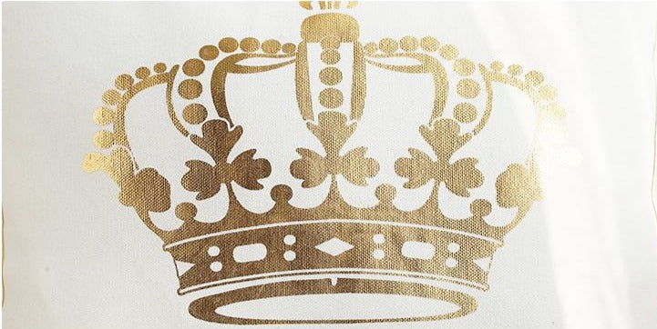 Vista de Cojín King lino blanco con estampado dorado