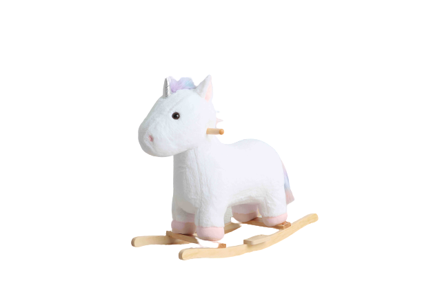 Vista de Balancín unicornio blanco