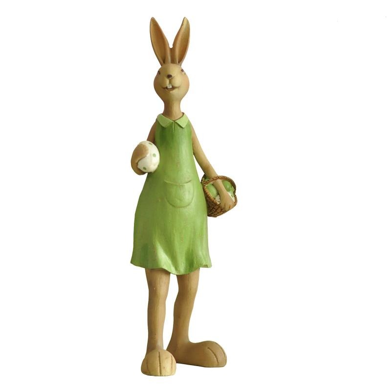 Vista de Coneja Olivia green gigante con canasta