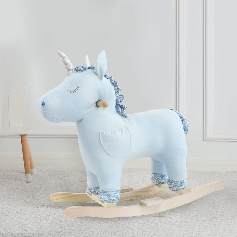 Vista de Balancín Unicornio Celeste Tweed