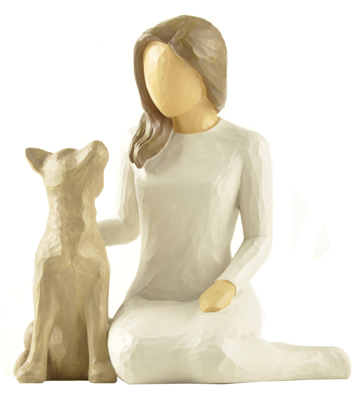 Vista de Madre sentada con perro