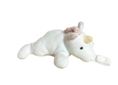 Sujetador de chupete en forma de unicornio blanco plush