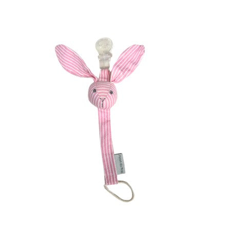 Sujetador de chupete coneja rayas rosado