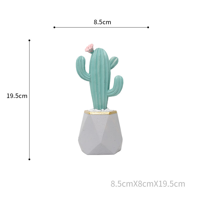 Vista de Macetero octogonal cactus alto flor rosada