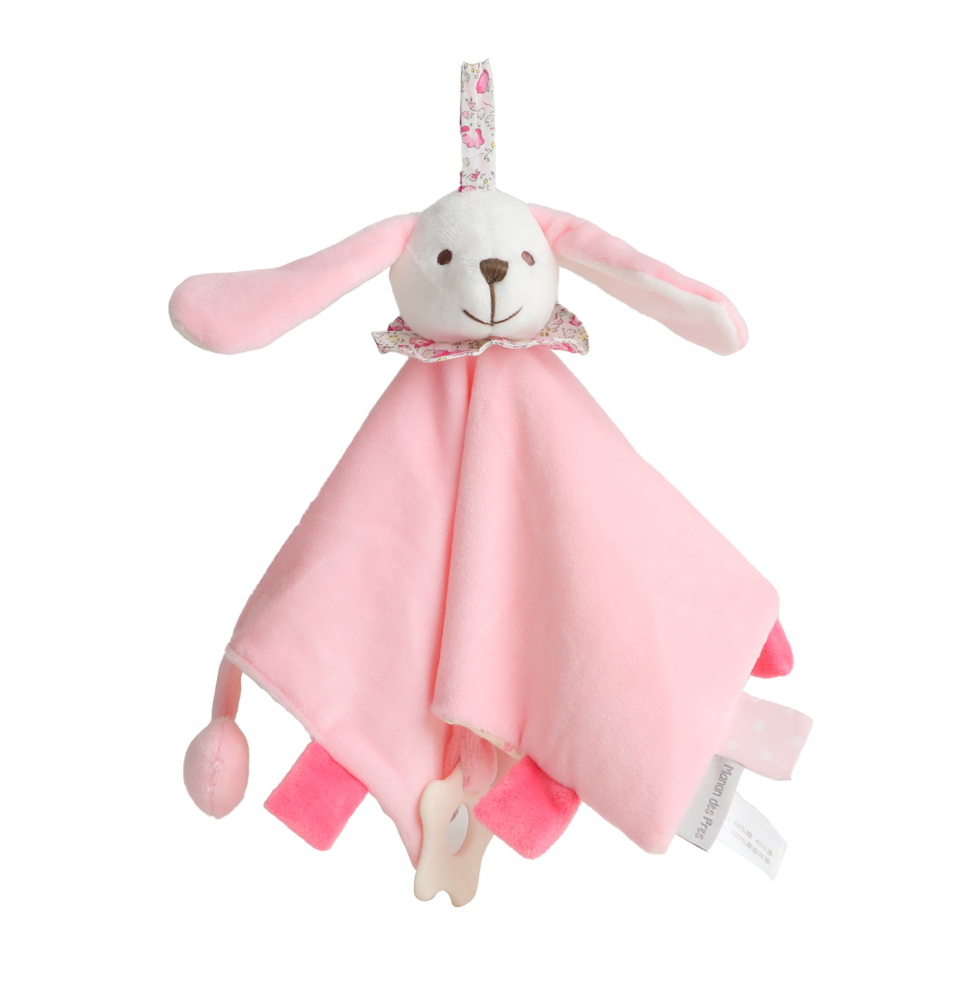 Vista de Tuto sensorial con coneja rosado plush