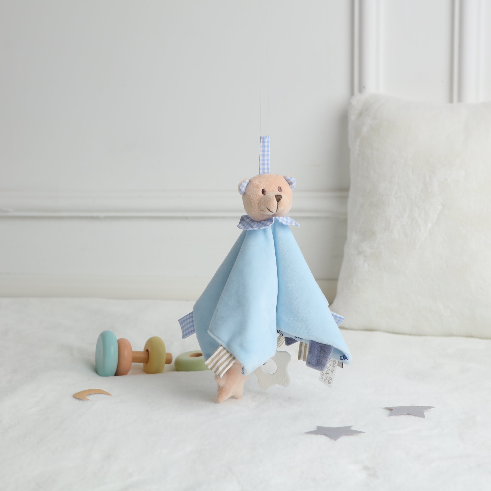 Vista de Tuto sensorial con oso celeste plush
